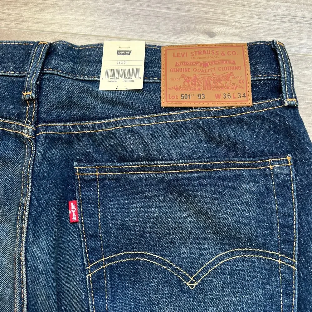 Levi's Premium 501 '93 Straight Fit Men's Dark Wash Jeans Size W36 L34